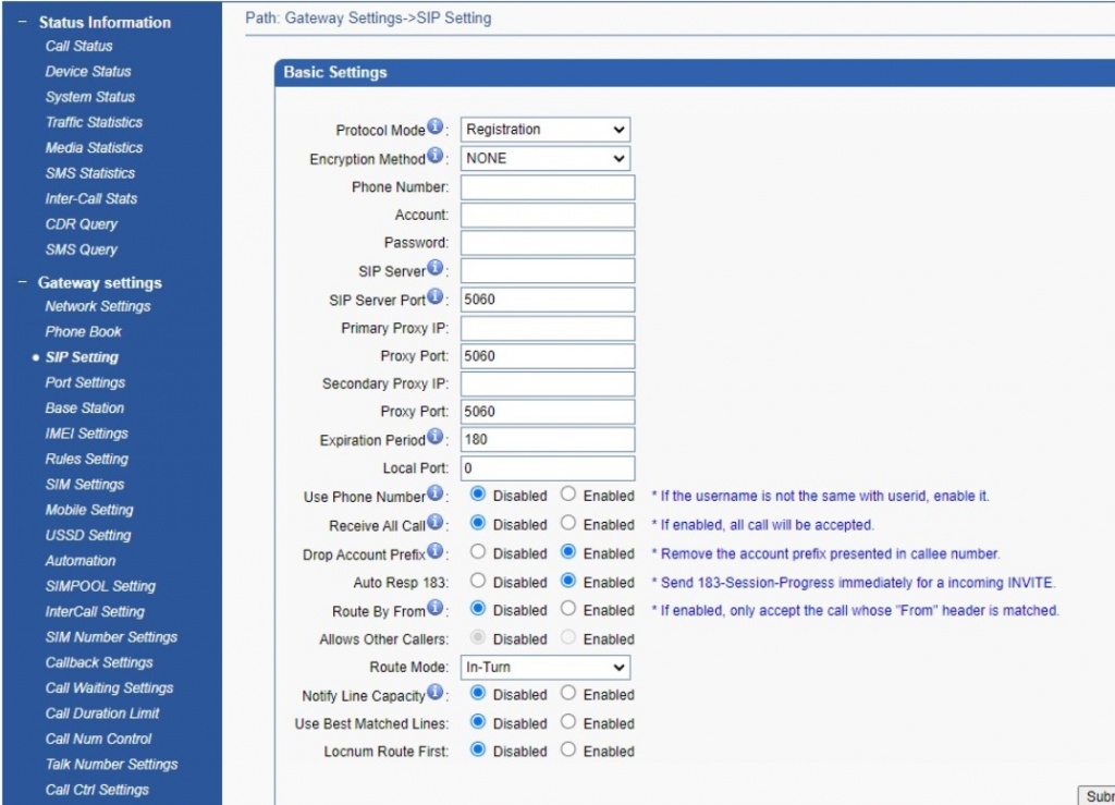 Madcom gateway control panel Madcom gateway control panel